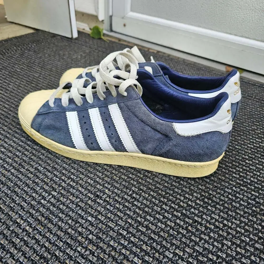 Adidas Superstar 80s B35988 Navy Suede Shell Toe Sneakers Men's 8.5